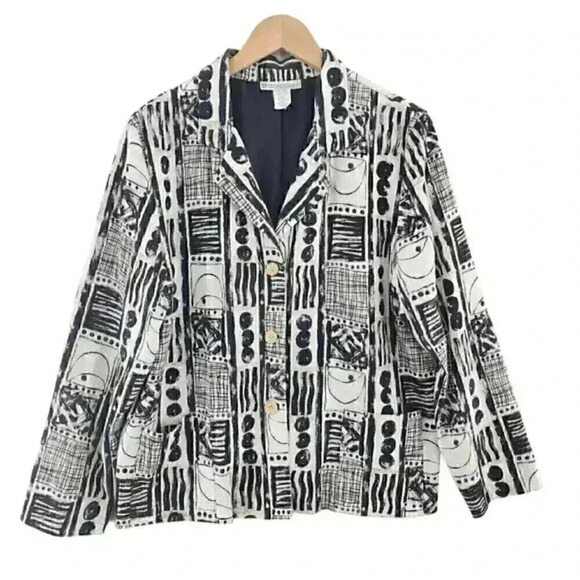 dressbarn Button All over Print Pattern Women's Blazer‎ L - Picture 1 of 10